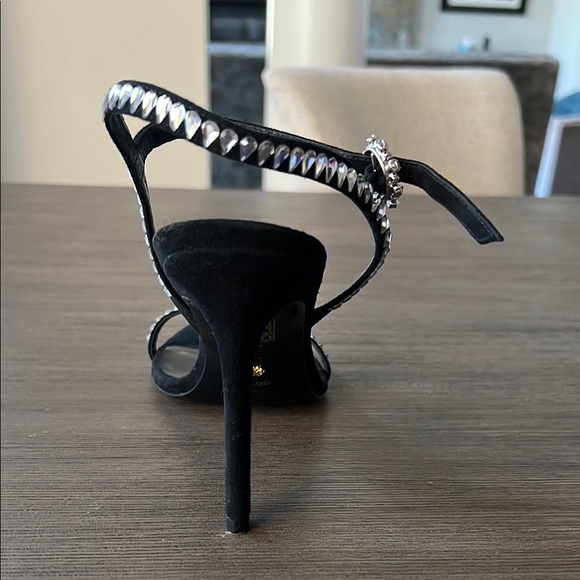 Stuart Weitzman Black Gem Cut 100 embellished suede sandals, like new. - Picture 7 of 10